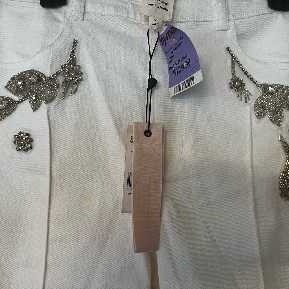 cinq a sept White Embellished Women’s Jeans - Picture 5 of 9